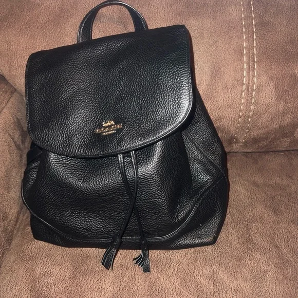 Coach Black Pebbled Leather Backpack - Picture 1 of 5